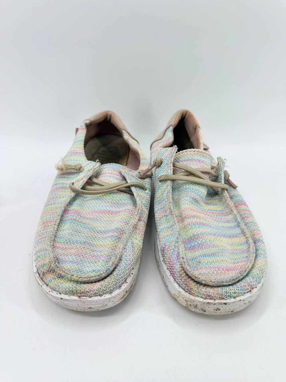 Hey Dude Wendy Sox Aurora White Women’s 6 Rainbow Slip On Loafers